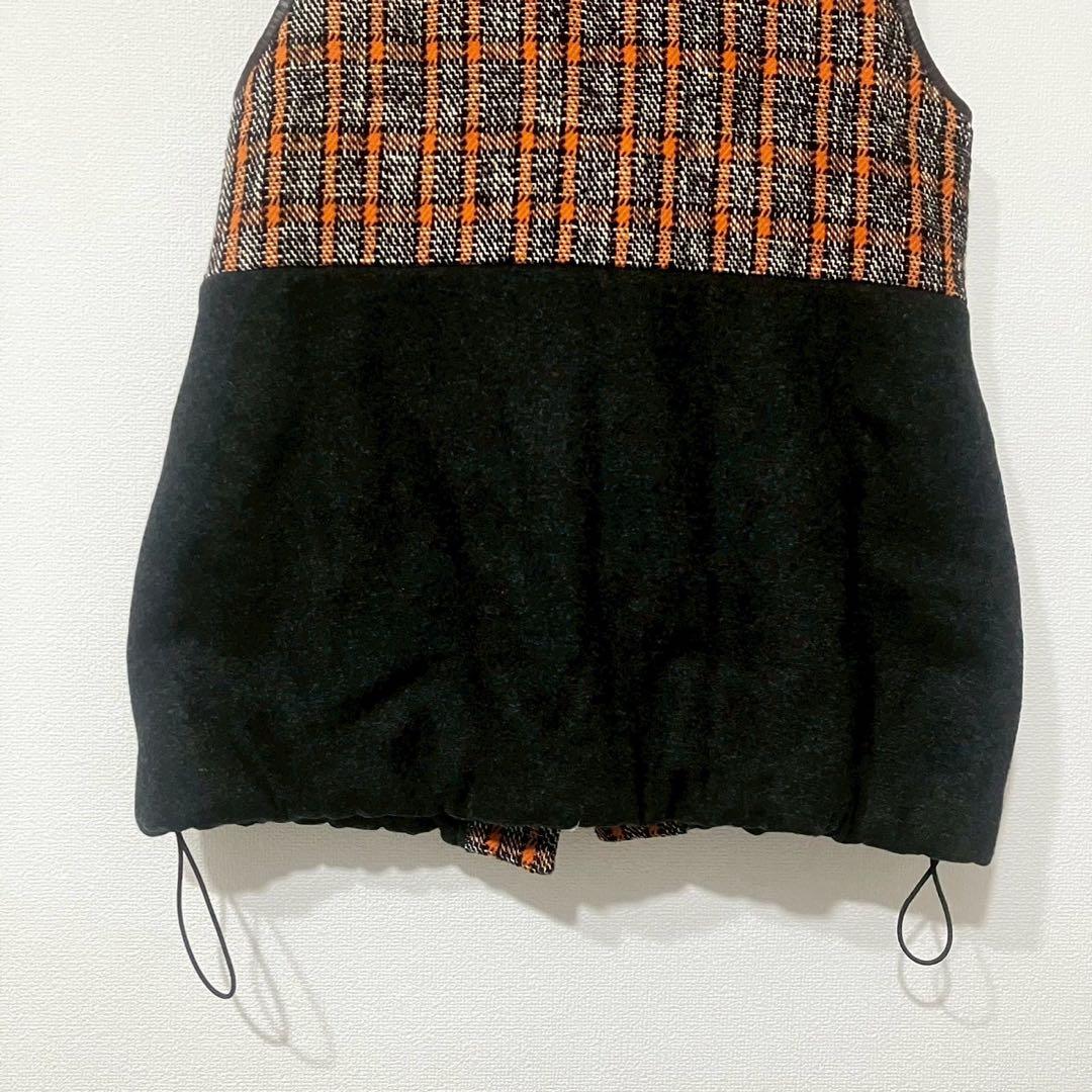 マーレンダム (40) ダウンベスト チェック柄 ウール混 キルティング なか綿