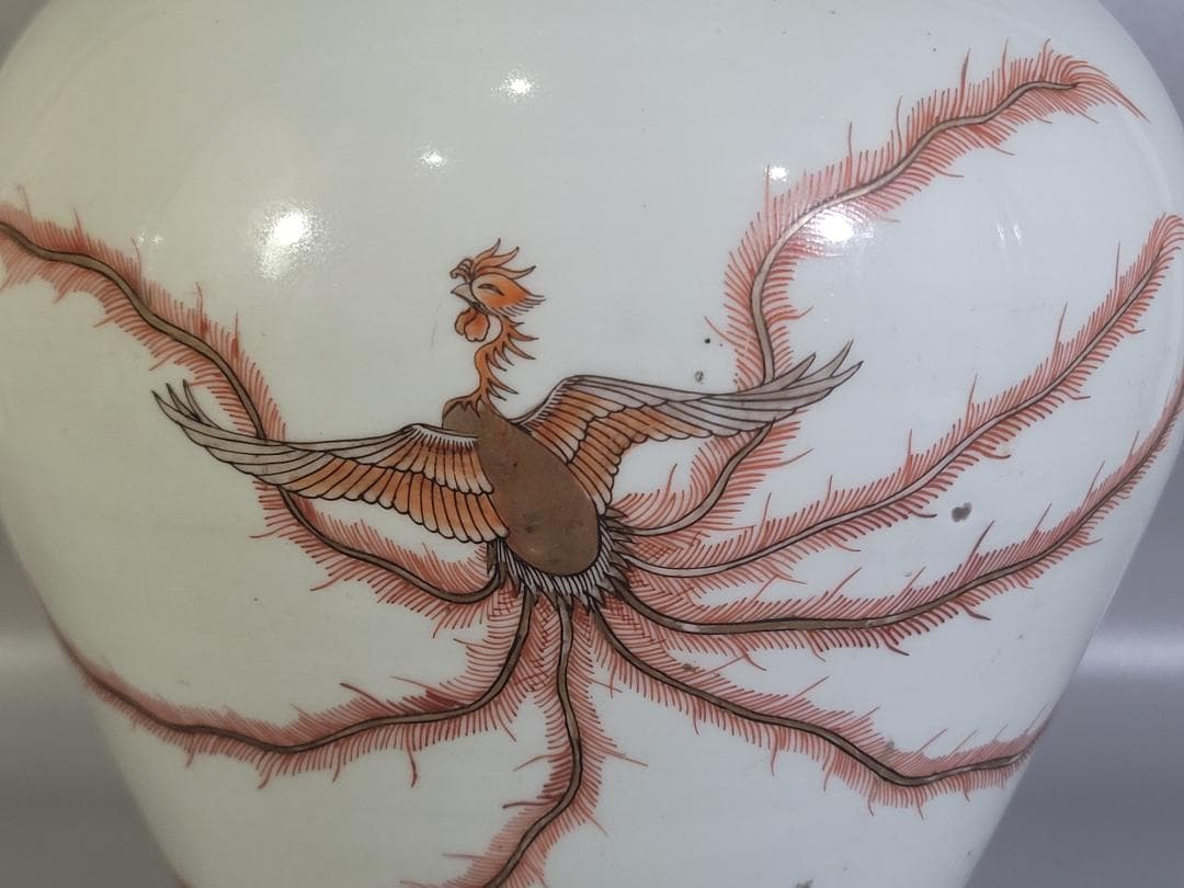 古伊万里 金彩赤絵 鳳龍紋 沈香壷 時代物 DT328