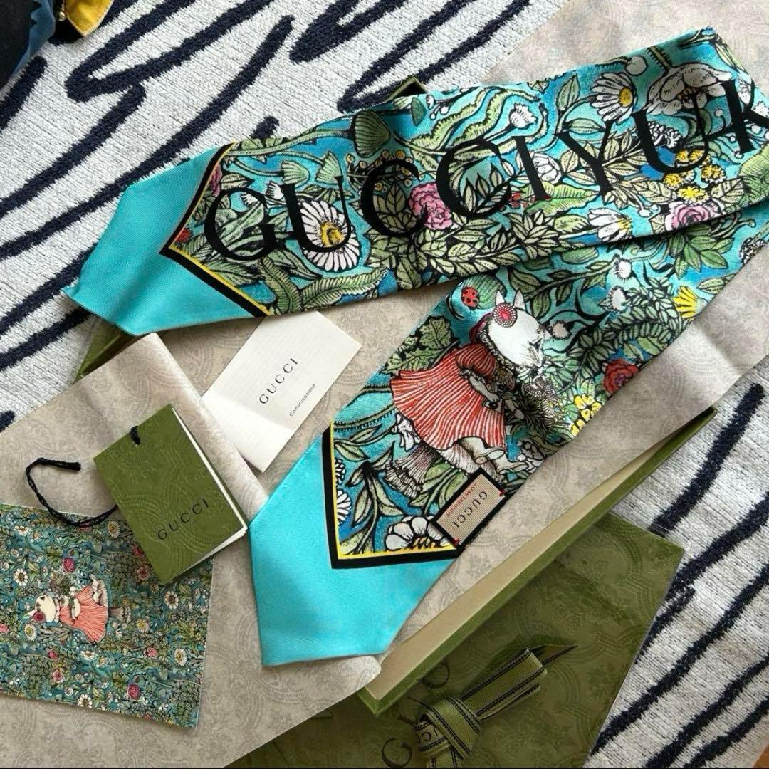 【新品・希少】ヒグチユウコxGUCCI　ボウタイ　スカーフ　シルク　こはる