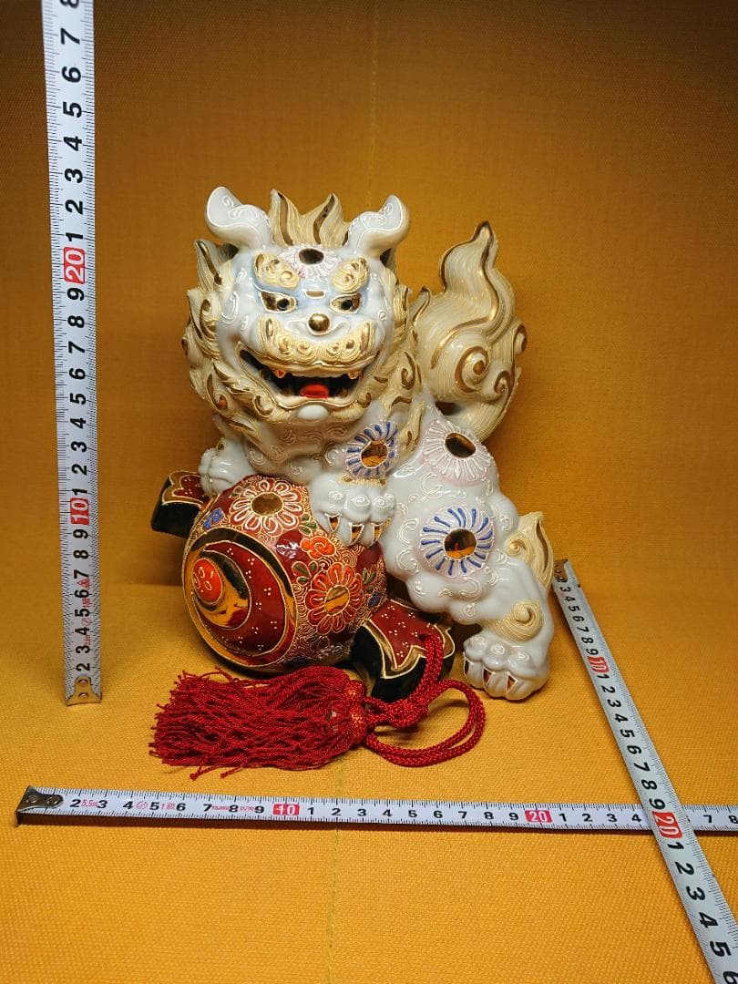 【美品】獅子　シーサー　九谷　陶器　置物　インテリア　工芸品　美術品　A1192
