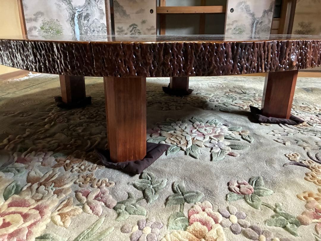 【最終値下げ 2/12削除】無垢材 一枚板丸形テーブル