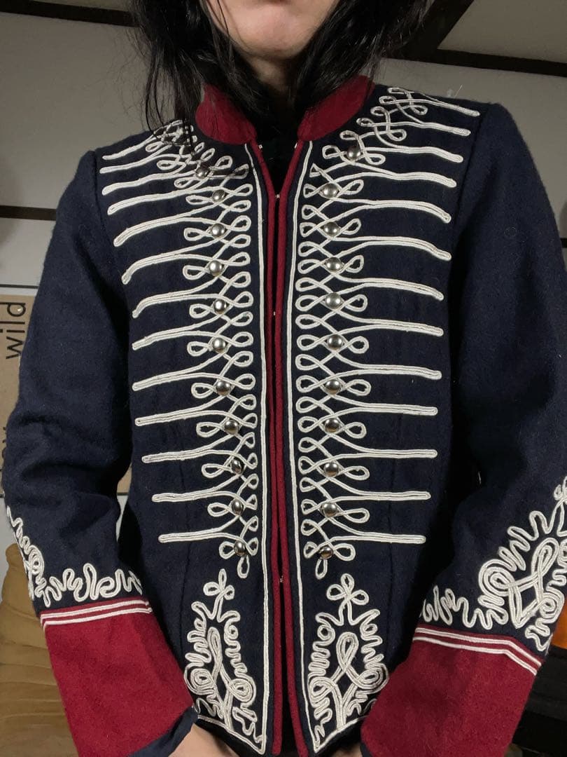 ヴィンテージ ナポレオン ミリタリージャケット ネイビー×ボルドー