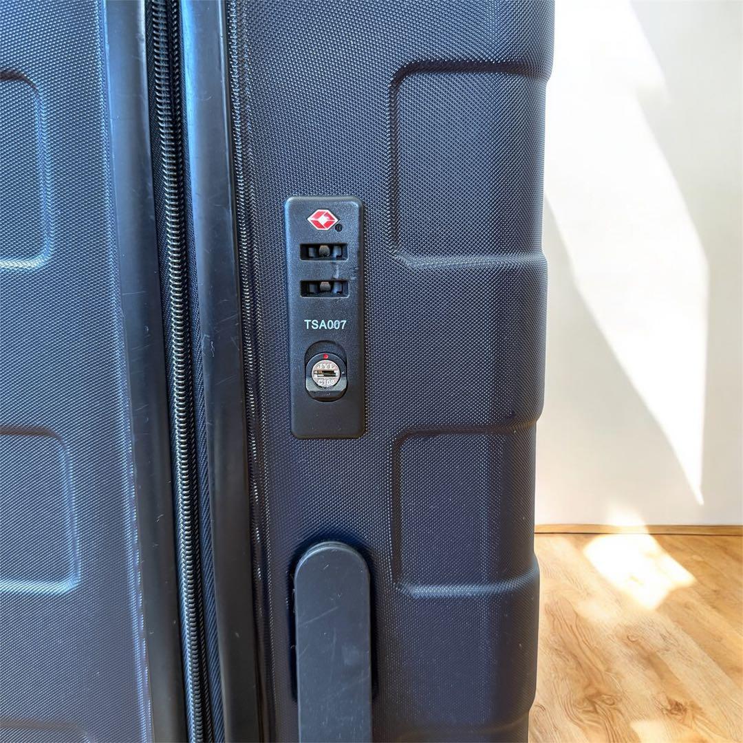 無印　キャリーケース　キャリーバーの高さを自由に調節できるストッパー付き　ハード