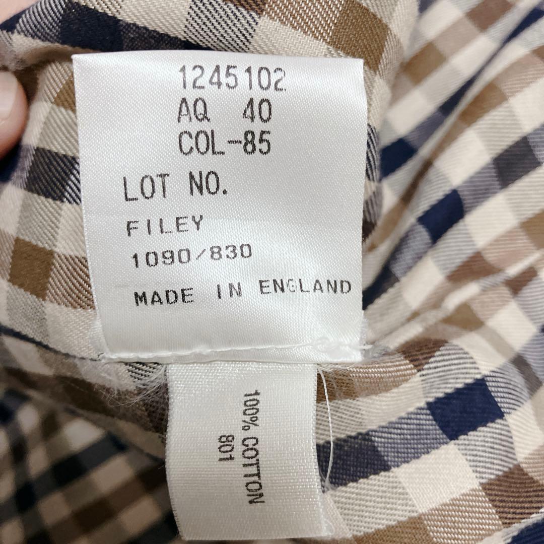 Aquascutum ステンカラーコート ベージュ ハウスチェック イギリス製