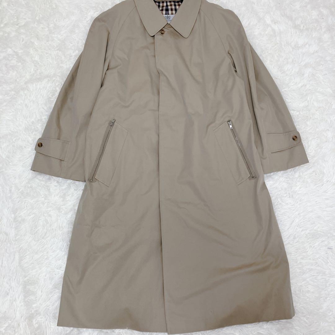 Aquascutum ステンカラーコート ベージュ ハウスチェック イギリス製