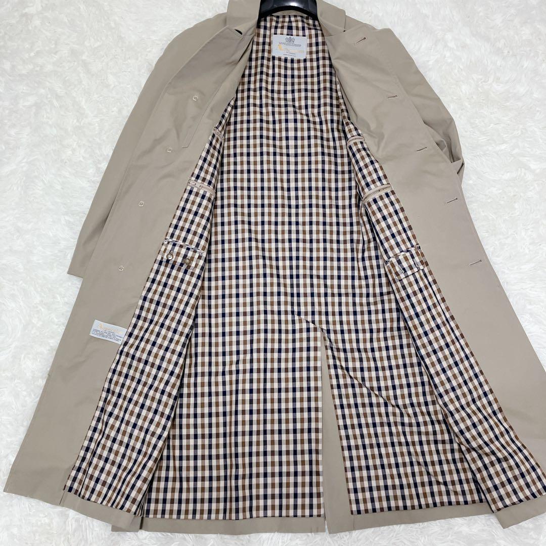 Aquascutum ステンカラーコート ベージュ ハウスチェック イギリス製