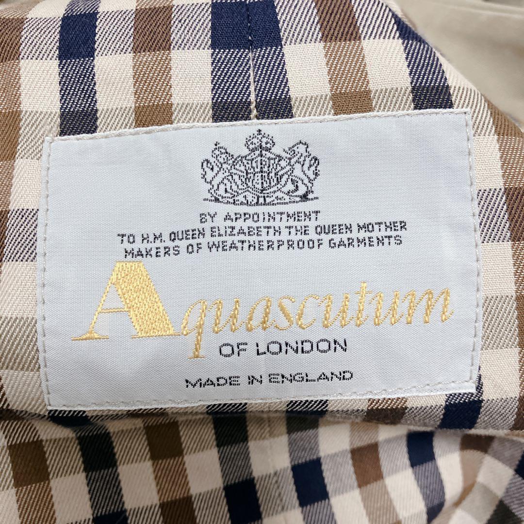 Aquascutum ステンカラーコート ベージュ ハウスチェック イギリス製