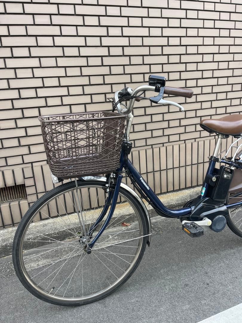 電動アシスト自転車 ネイビー 前カゴ付き