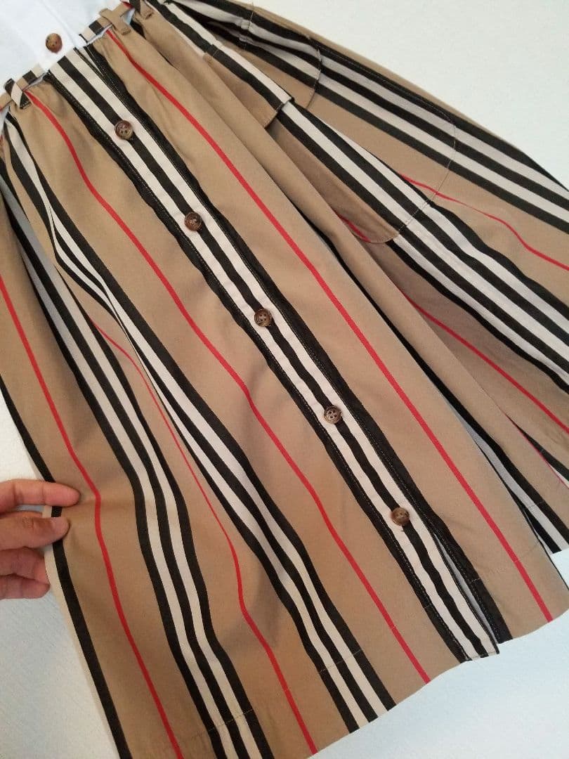 バーバリーワンピース 2度使用 ストライプ 茶 キッズ◯大人◯美品良品