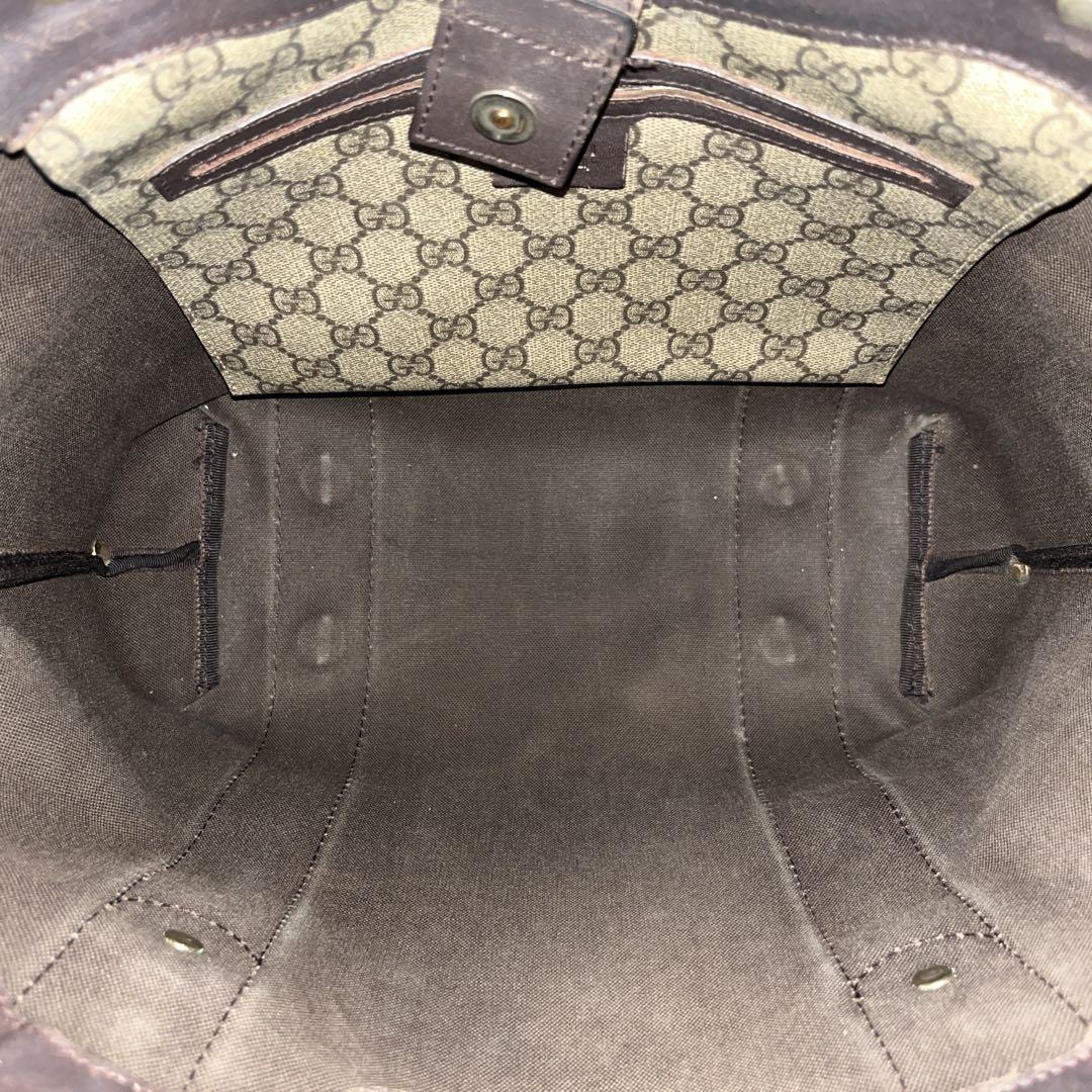 グッチ　ハンドバッグ　リボン　GGスプリーム　A4収納可　ベージュ　PVCレザー