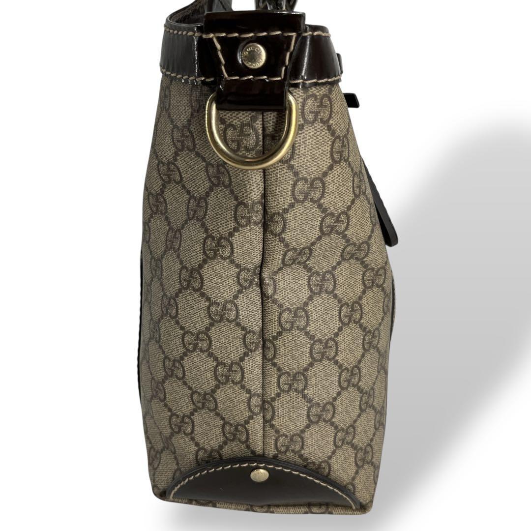 グッチ　ハンドバッグ　リボン　GGスプリーム　A4収納可　ベージュ　PVCレザー