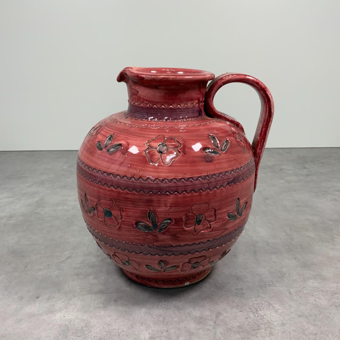 ヴィンテージ 陶器 ピッチャー ピンク 花器 花瓶 イタリア製 ビンテージ