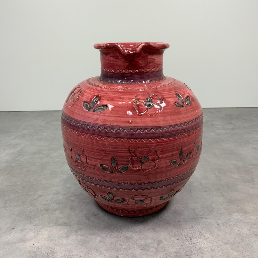 ヴィンテージ 陶器 ピッチャー ピンク 花器 花瓶 イタリア製 ビンテージ