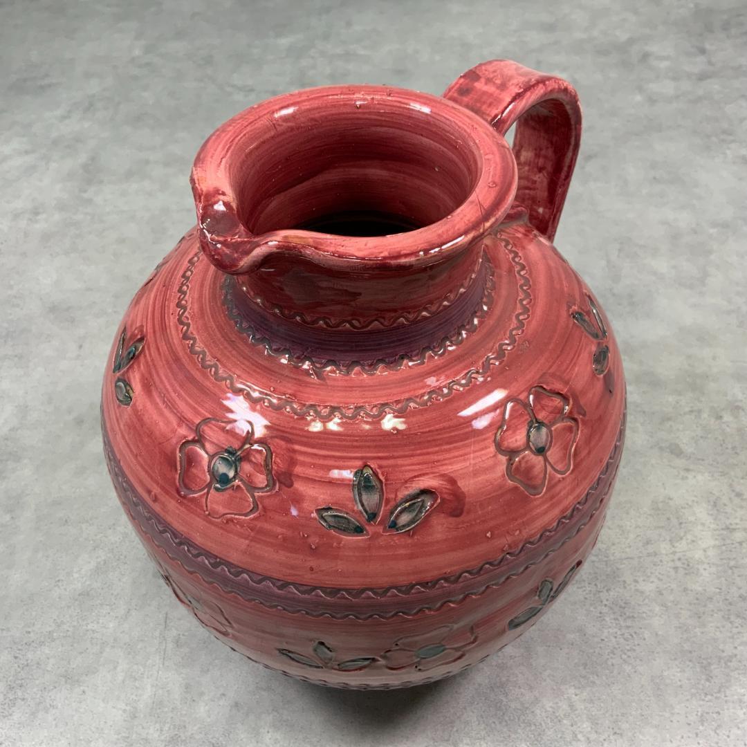 ヴィンテージ 陶器 ピッチャー ピンク 花器 花瓶 イタリア製 ビンテージ