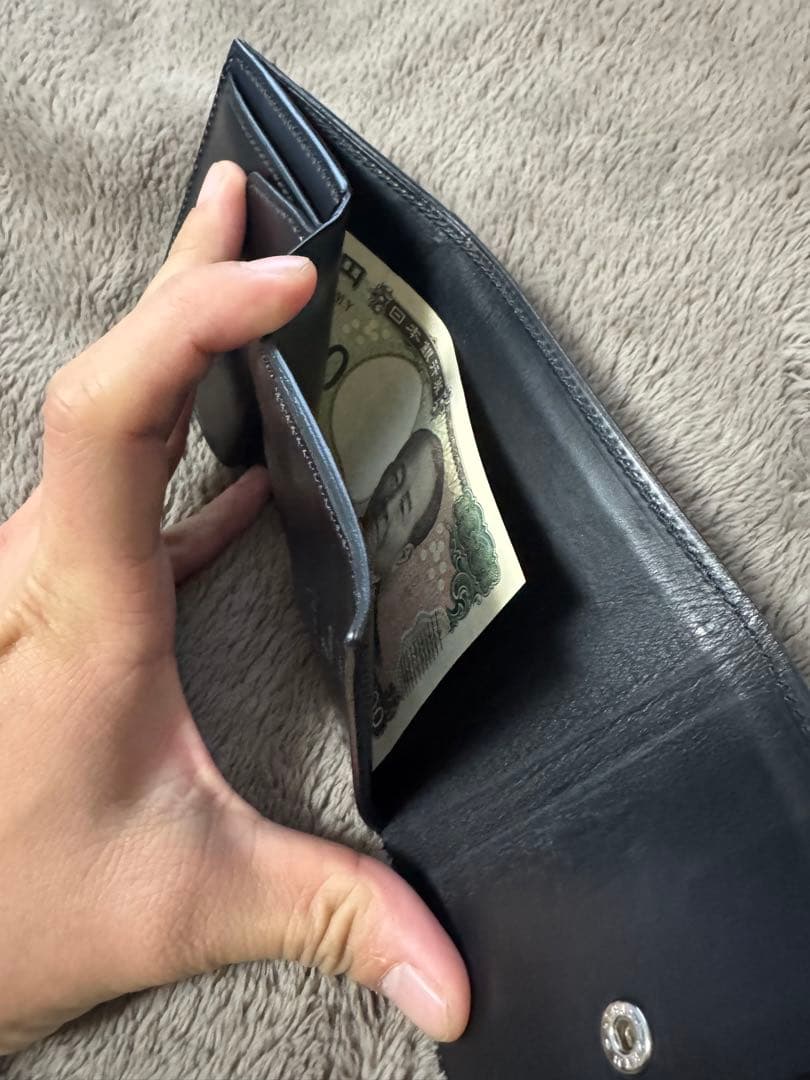 万双　ダブルホーウィン 被せ型財布　ブラック