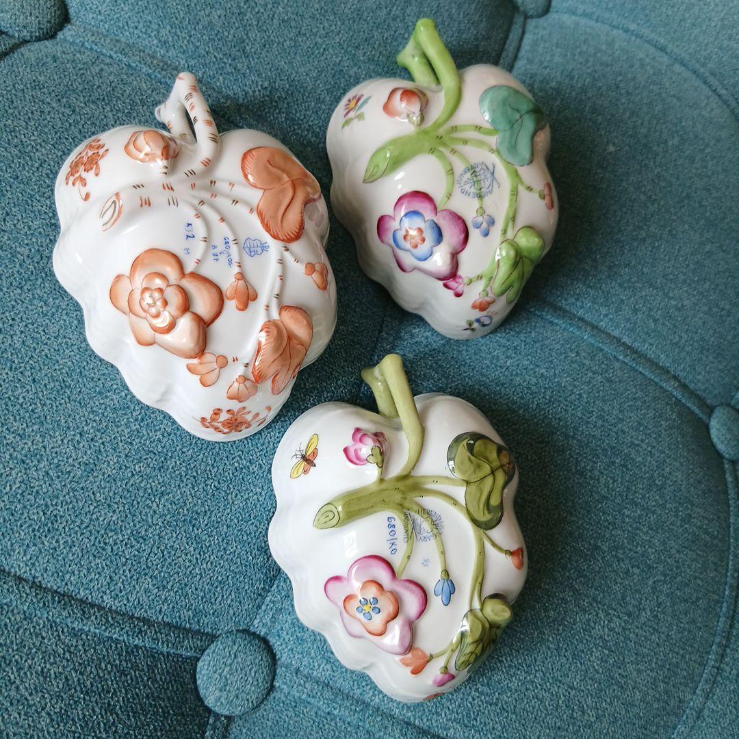 ヘレンドオープンシュガー花柄陶器 菓子入れ 3個セット