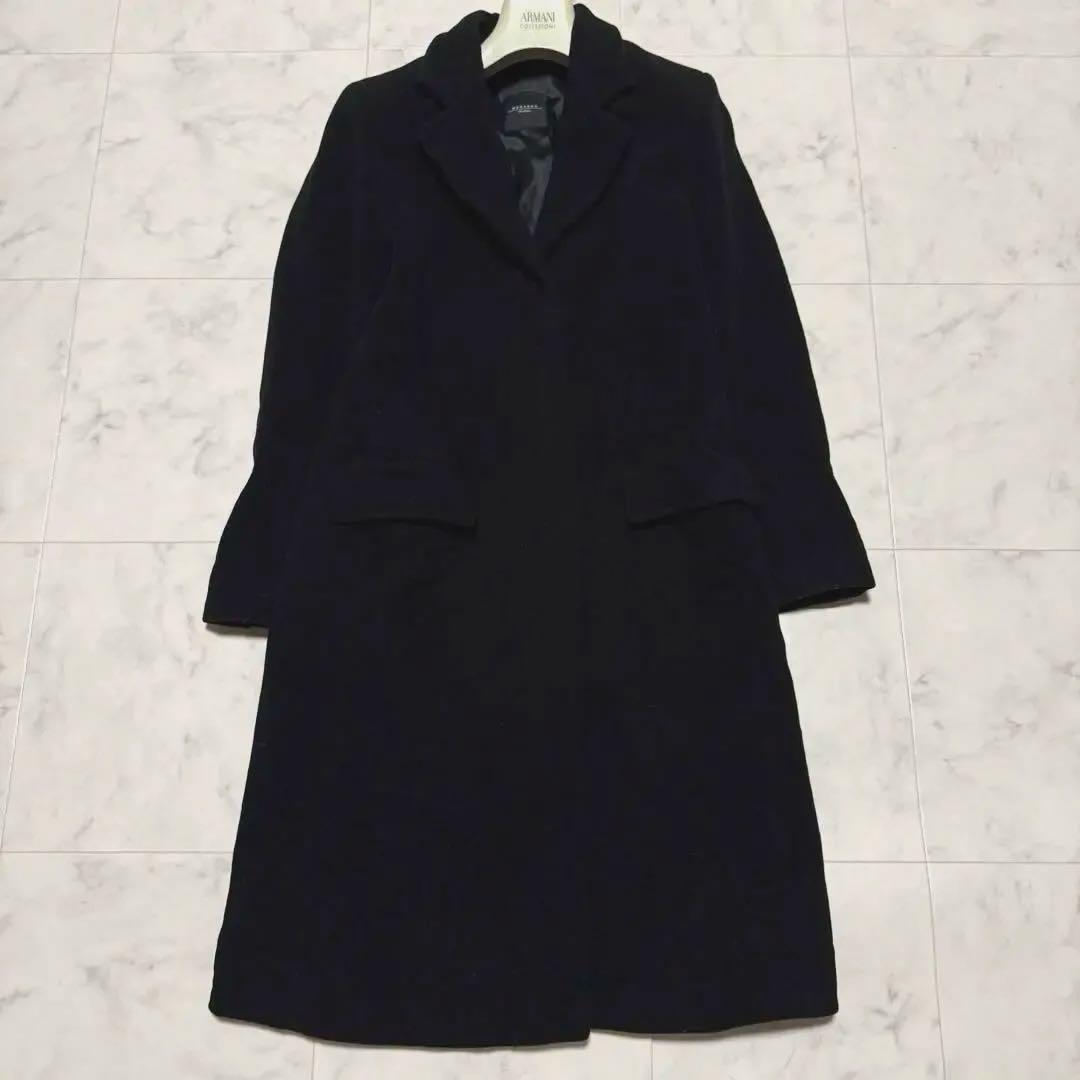 マックスマーラ ロングコート マキシ丈 比翼ボタン ウール ブラック 42