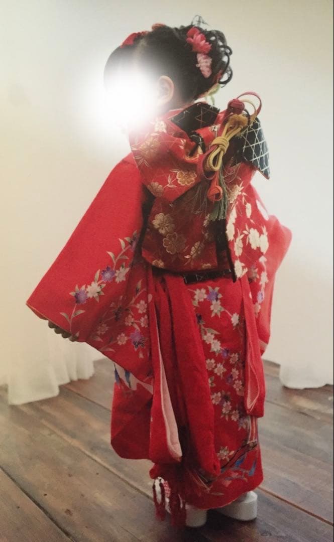 七五三 3歳 子供用着物セット 赤