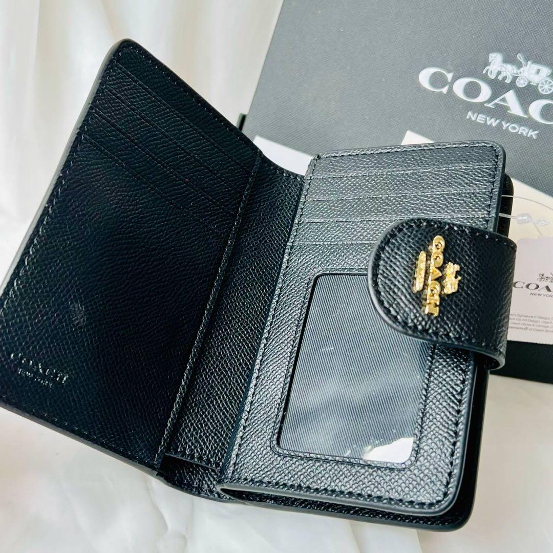 COACH コーチ 二つ折り財布 ブラック レザー ゴールド金具 正規品