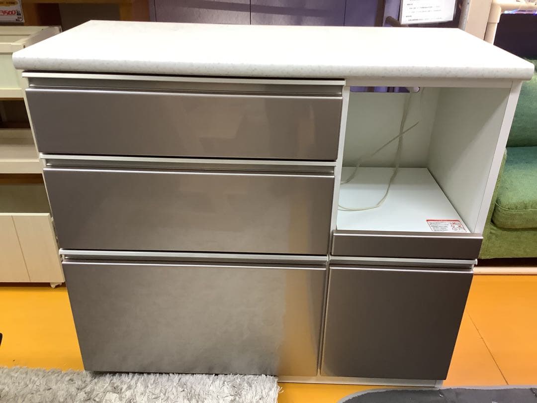 ニトリ キッチンカウンター アルミナ2 100CT SI（シルバー）