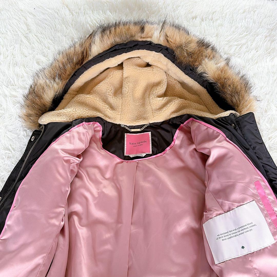 美品✨【ケイトスペード】フードファーロングダウンコート 2way ブラック S