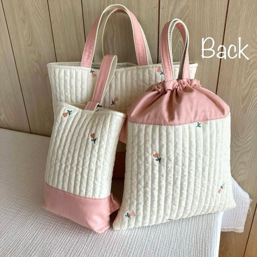 ヌビ ハート チューリップ レッスンバッグ 入園入学 ピンク 体操着袋 上履き袋