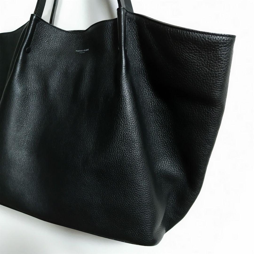 【美品】シュリンクレザー トートバッグ ブラック