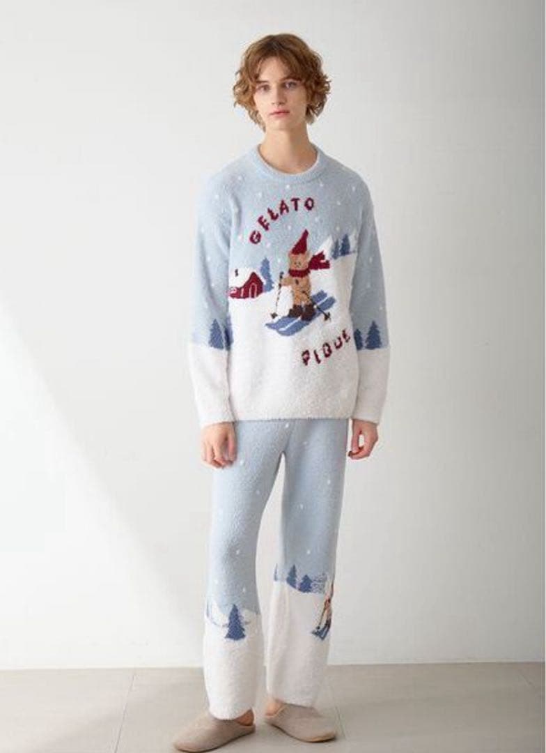 ジェラートピケ オム【HOLIDAY】スキーベアジャガードプルオーバー　L