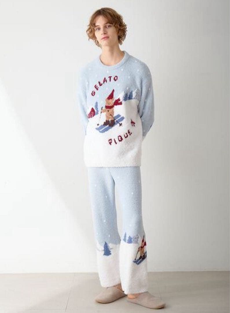 ジェラートピケ オム【HOLIDAY】スキーベアジャガードプルオーバー　L