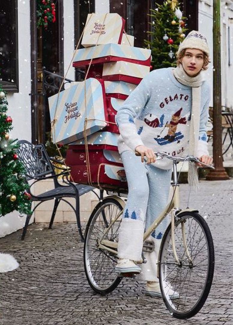 ジェラートピケ オム【HOLIDAY】スキーベアジャガードプルオーバー　L