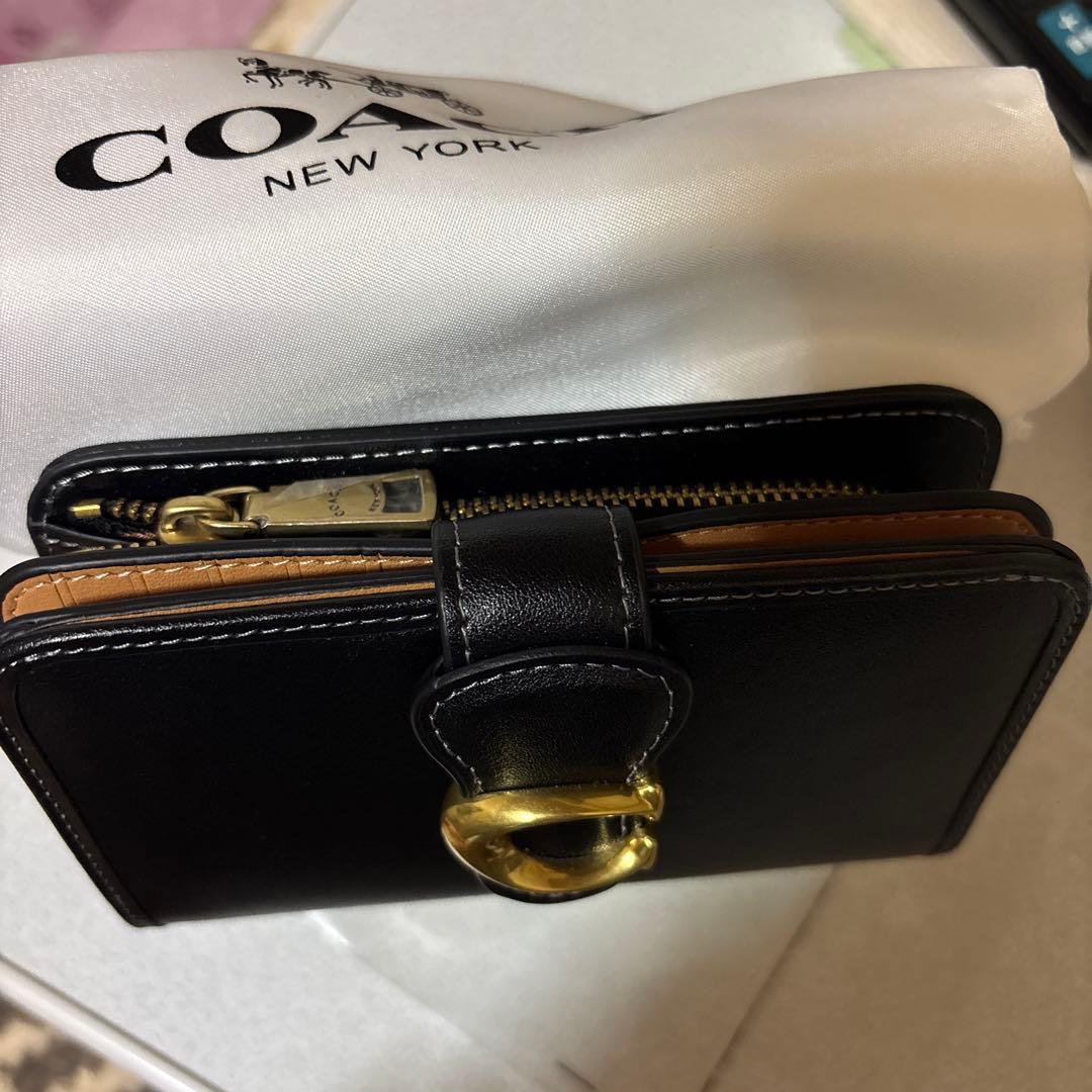 COACH ブラック 二つ折り財布ダビーミディアムウォレット
