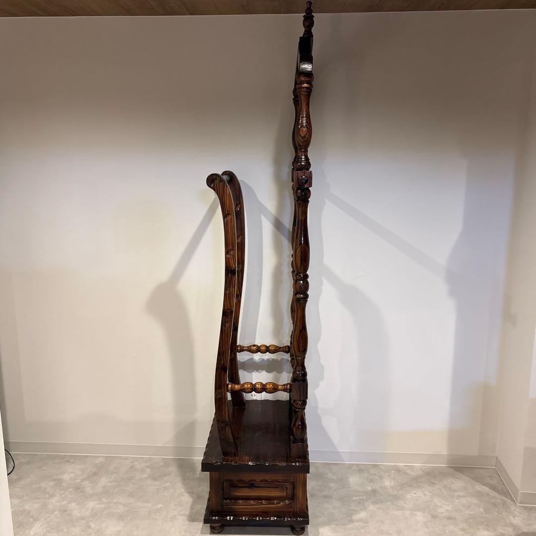 収納付きコートハンガー　バレットスタンド　木製　店舗什器