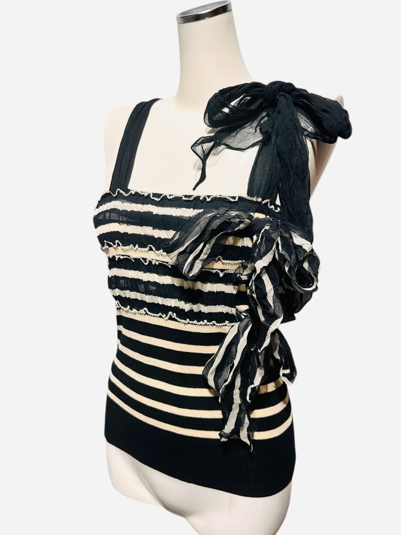 新品同様！ジャンポールゴルチエ ボーダー柄 リボンキャミソール 40