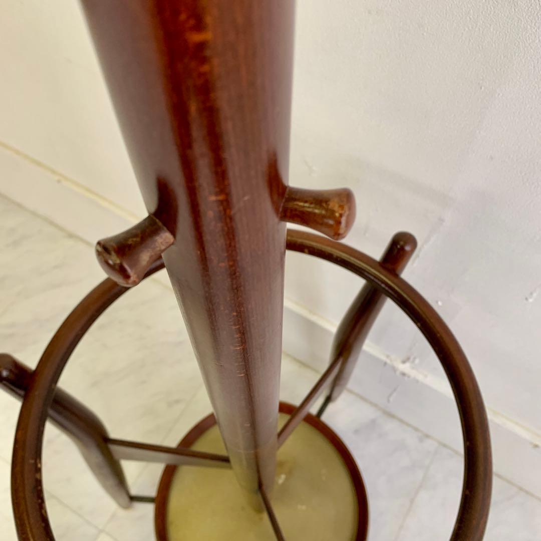 秋田木工 ヴィンテージ 木製 コートハンガー 傘立て付き ポールハンガー レトロ