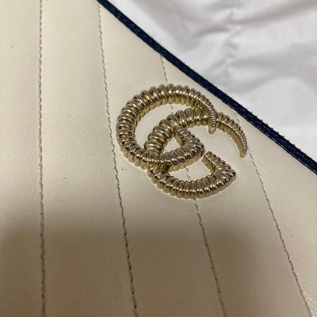 GUCCI レザー　グッチ　GGマーモント　ラウンドファスナー長財布　レザー