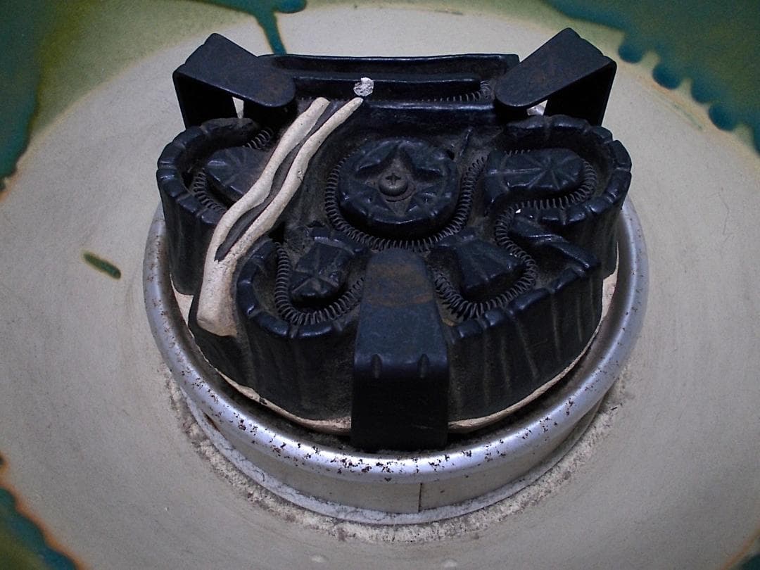 茶道具 織部焼風炉型野々田電熱器 茶釜 動作品 送料込み