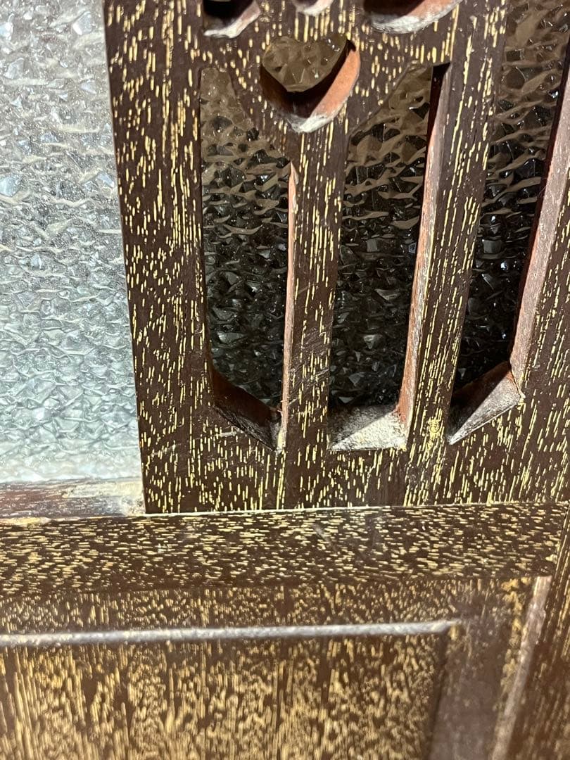 ダイヤガラス 本棚 水屋 小ぶり ブック棚 キャビネット 昭和レトロ 透かし彫り