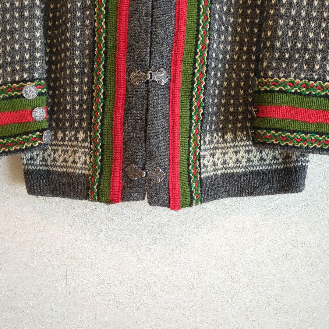 80sヴィンテージNordstikkノルディックウールニットカーディガン（厚手）