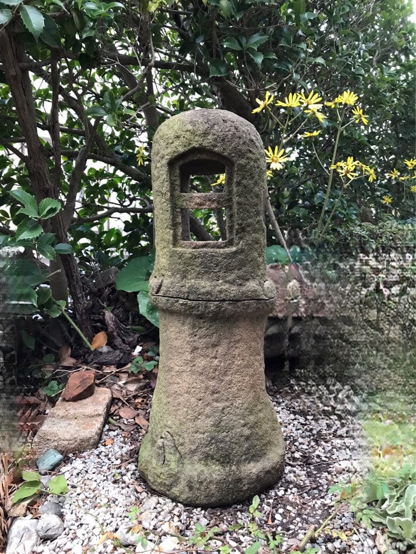 更に値下げ中【自然石灯篭・野竹林風石灯篭】庭石オブジェ箱庭苔玉水石日本庭園テラス