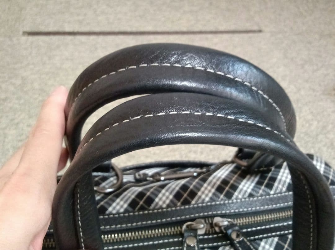 バーバリーブルーレーベル　マイクロ　チェック　ボストン　ブラック　希少