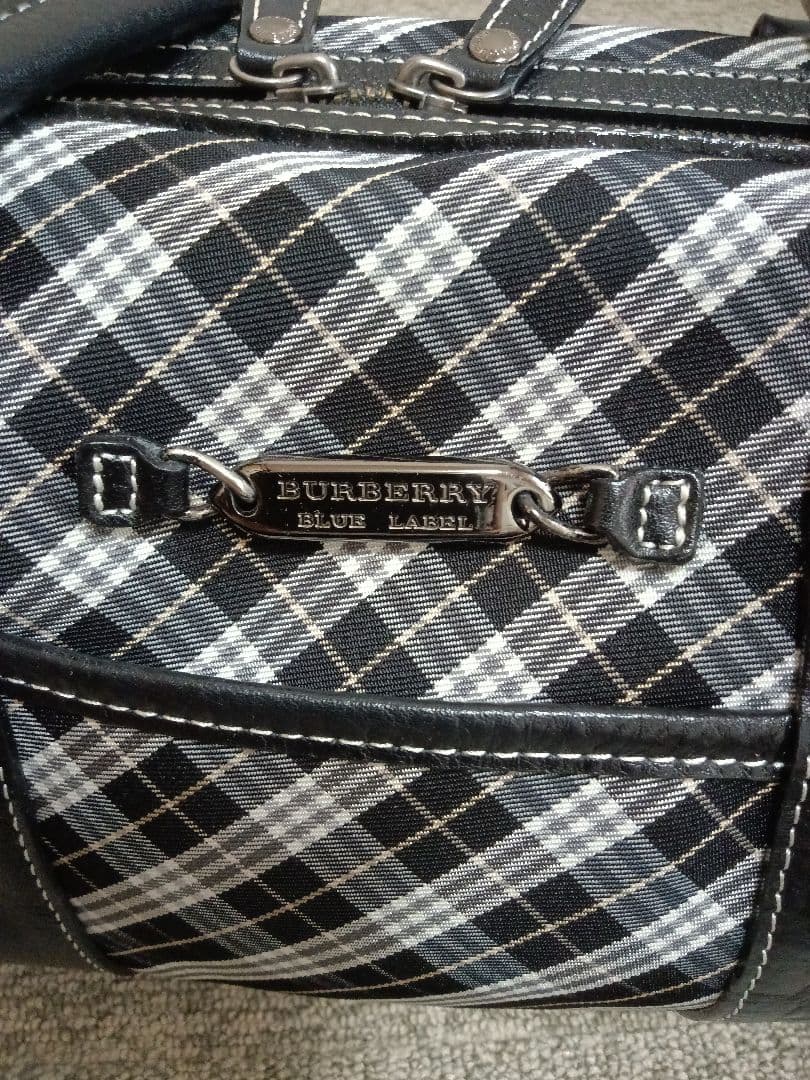バーバリーブルーレーベル　マイクロ　チェック　ボストン　ブラック　希少