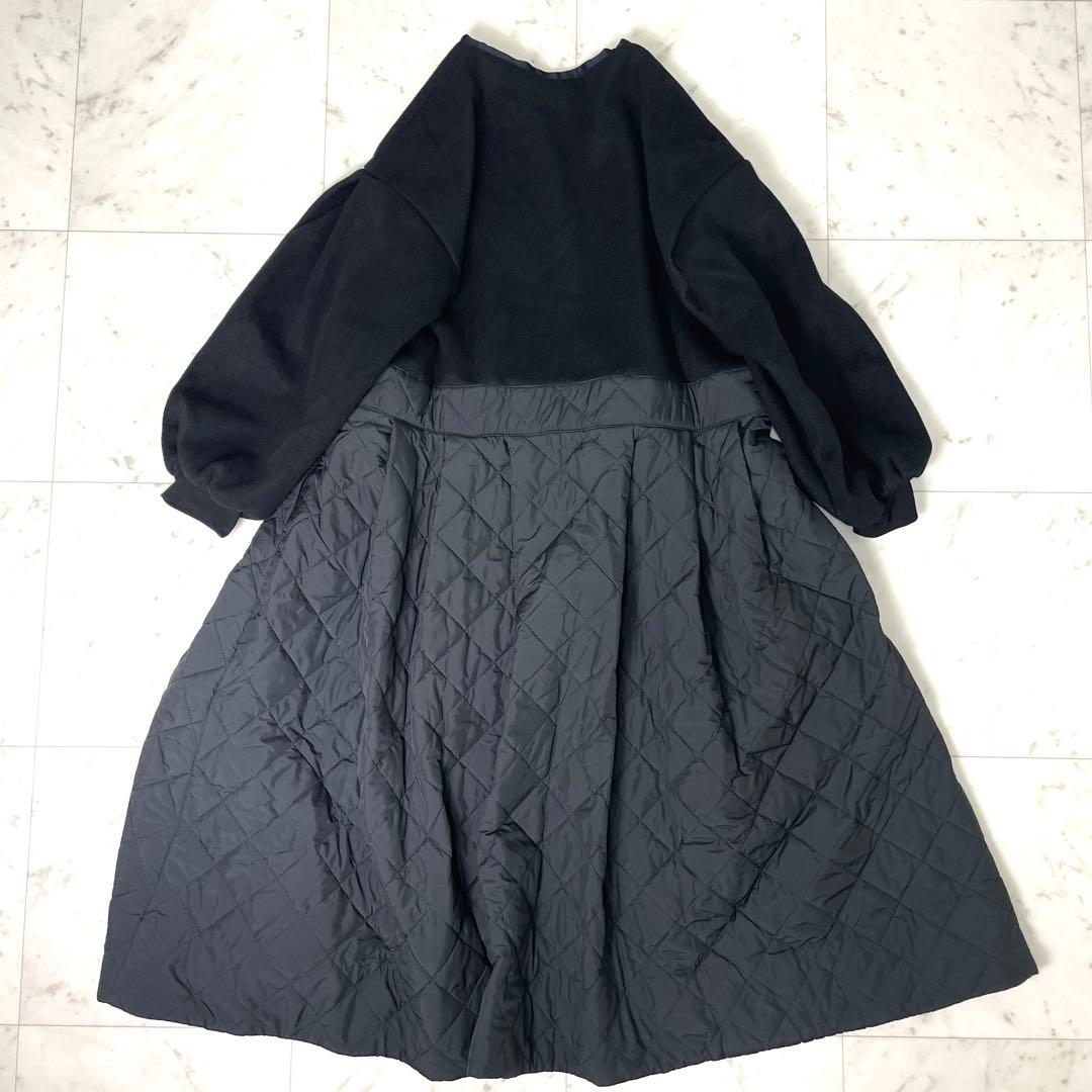 【極美品】カロリナグレイサー キルティング配色コート ブラック F