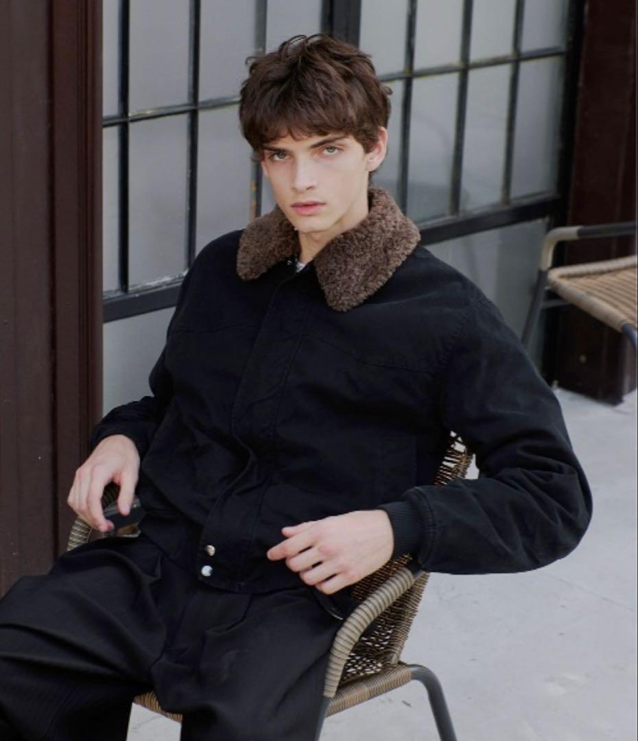 regen glanz 襟ボアブルゾン ブラック M