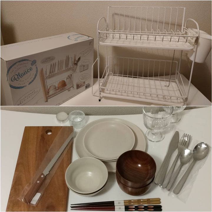 水切りバスケット2段スリム,食器類2客セット