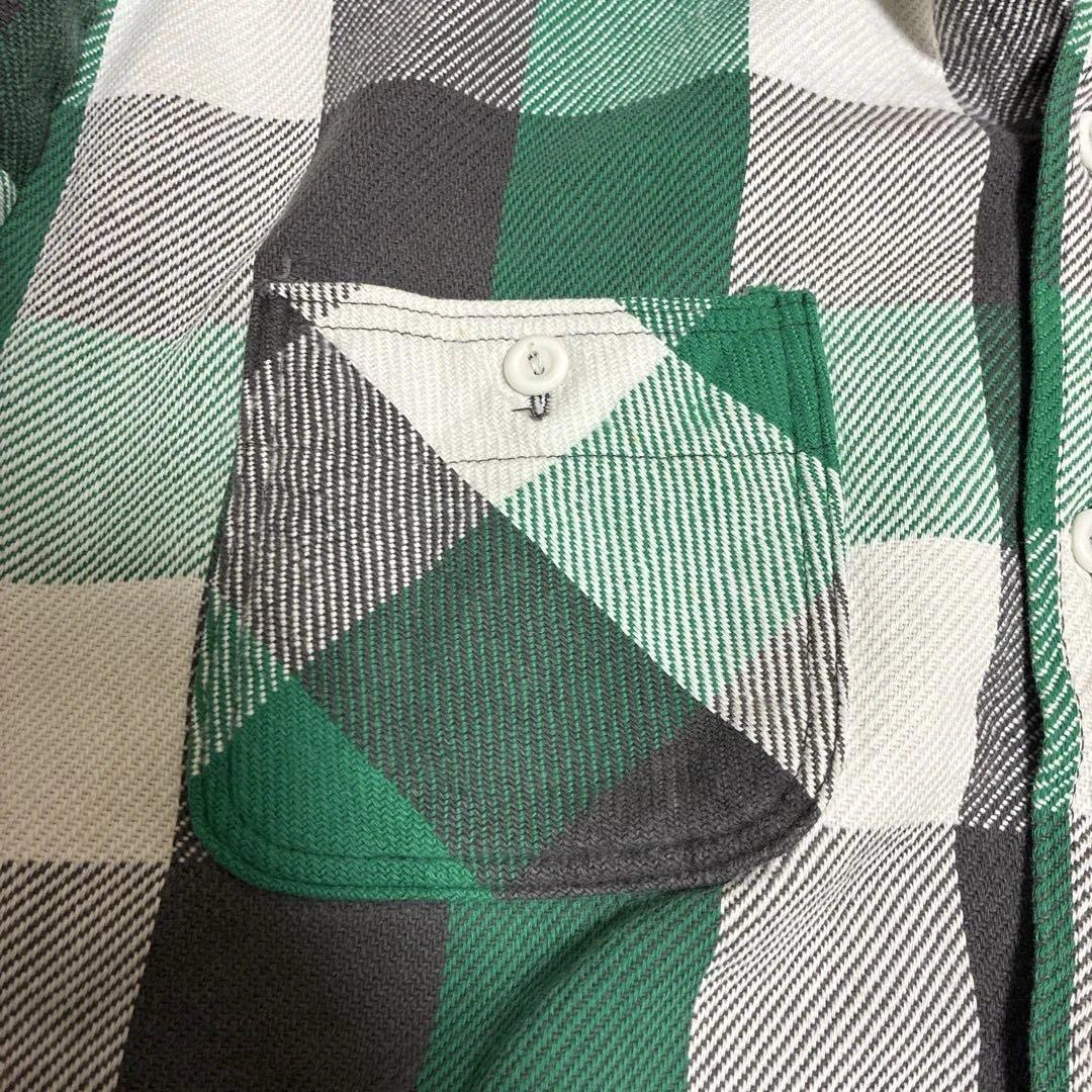 A*D様 70s ELY チェック ネルシャツ L グリーン ブラック ビンテー