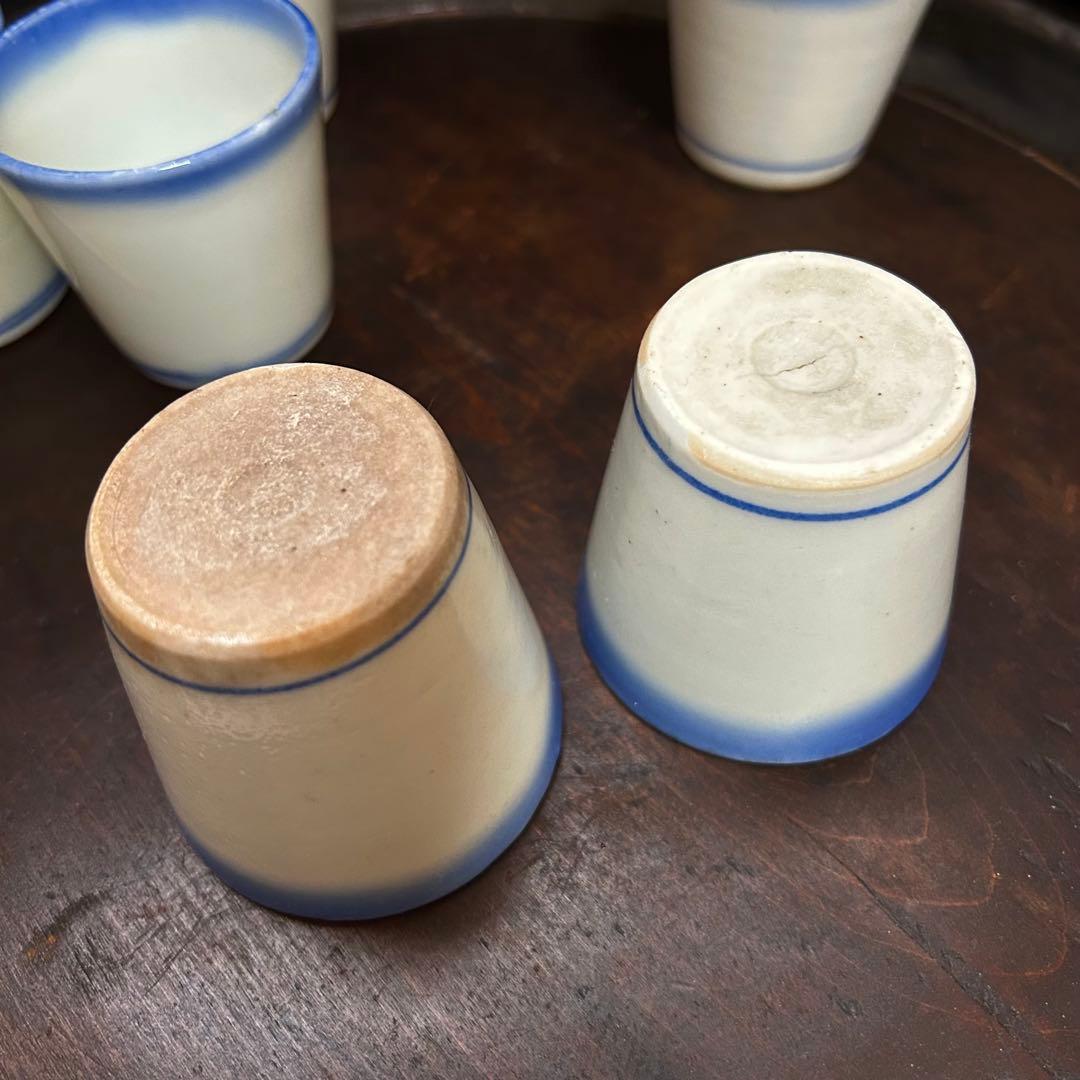 珍品　古伊万里　藍暈し蕎麦猪口　六客揃　無傷あり　本物保証