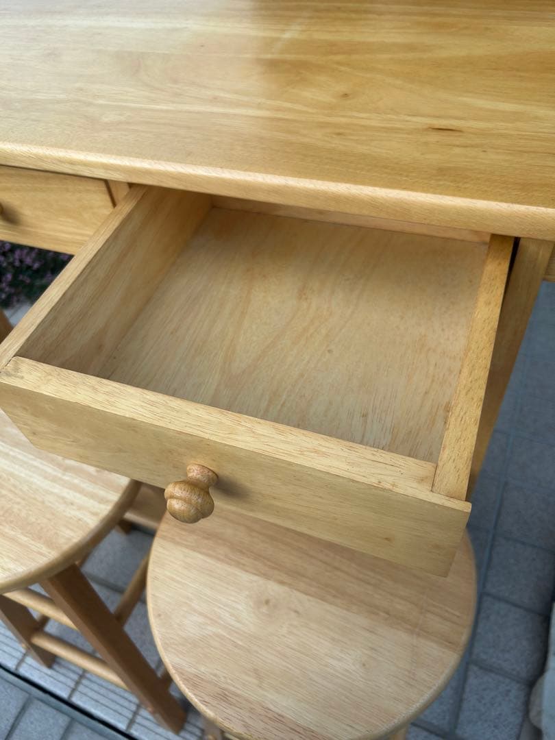 キッチン　カウンターワゴン　テーブル　キャスター 椅子2脚　引き出し　収納付き