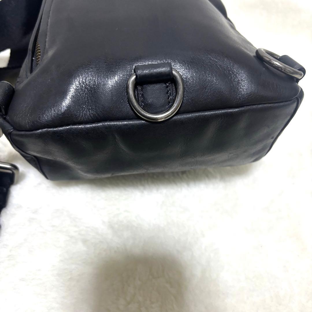 コーチ ボディバッグ ショルダーバッグ ブラック ネイビー レザー