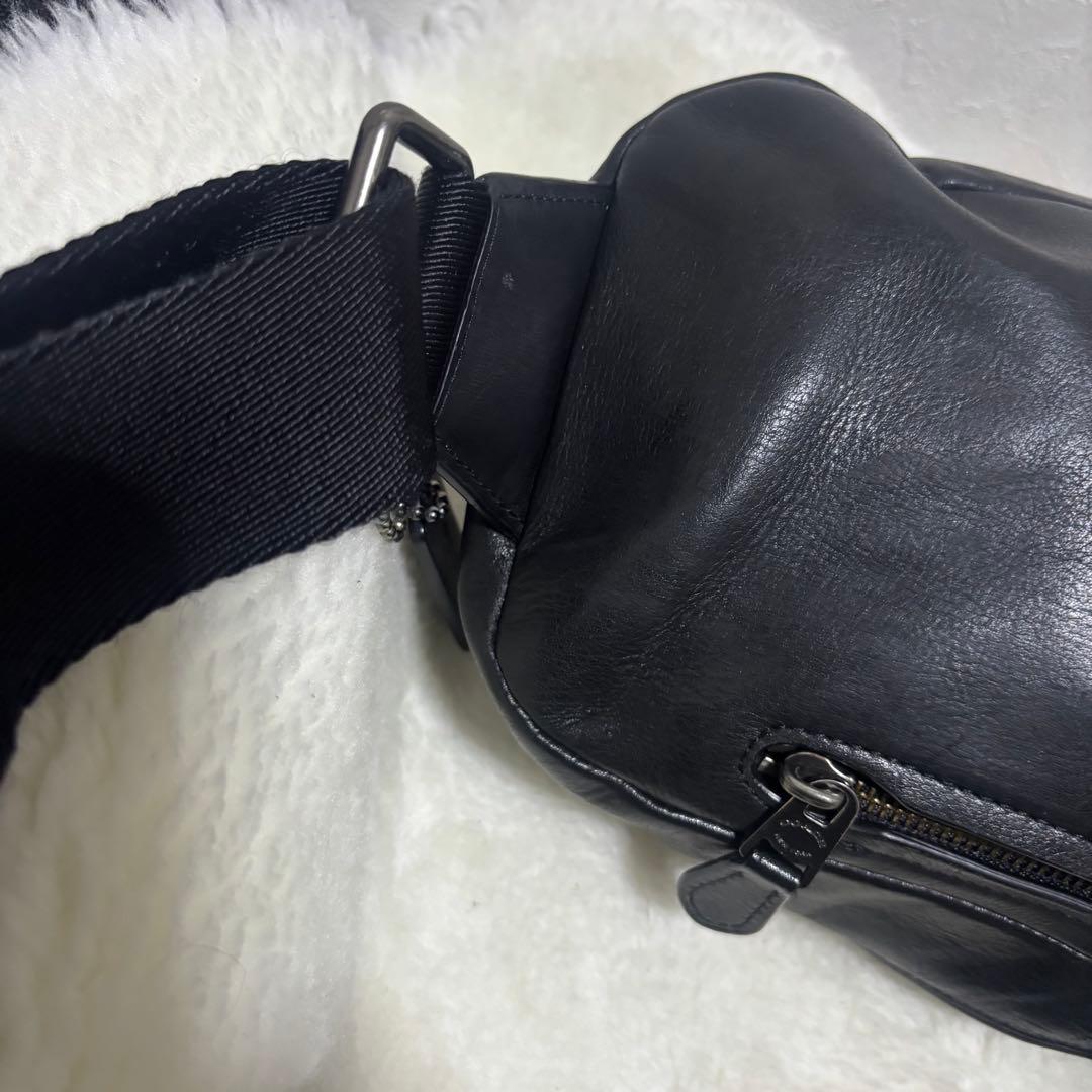 コーチ ボディバッグ ショルダーバッグ ブラック ネイビー レザー