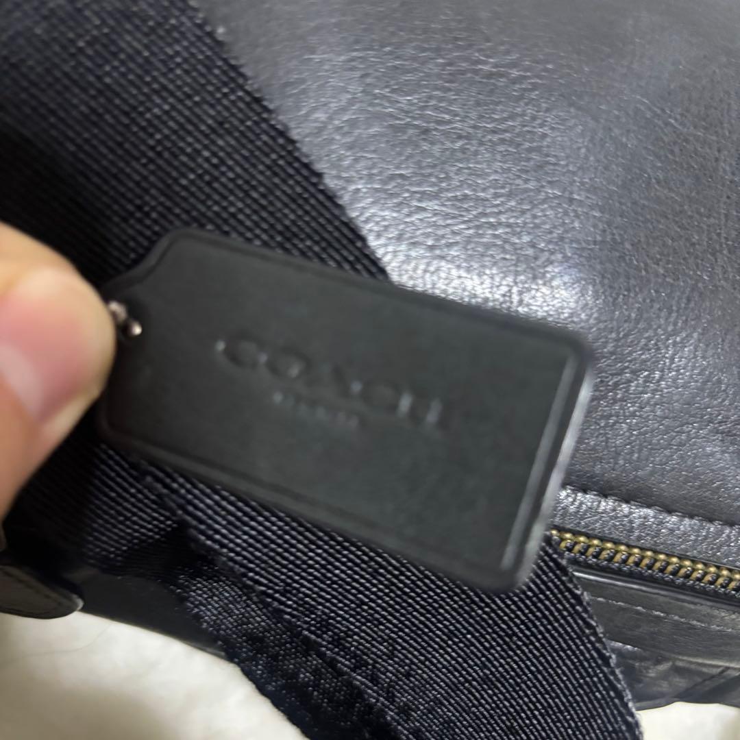 コーチ ボディバッグ ショルダーバッグ ブラック ネイビー レザー